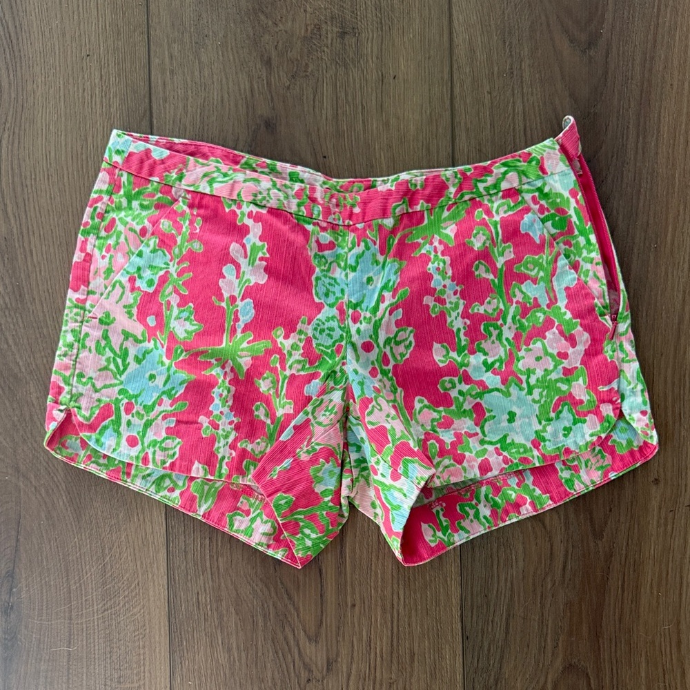 Lilly Pulitzer High Waist Floral Pink and Green Shorts